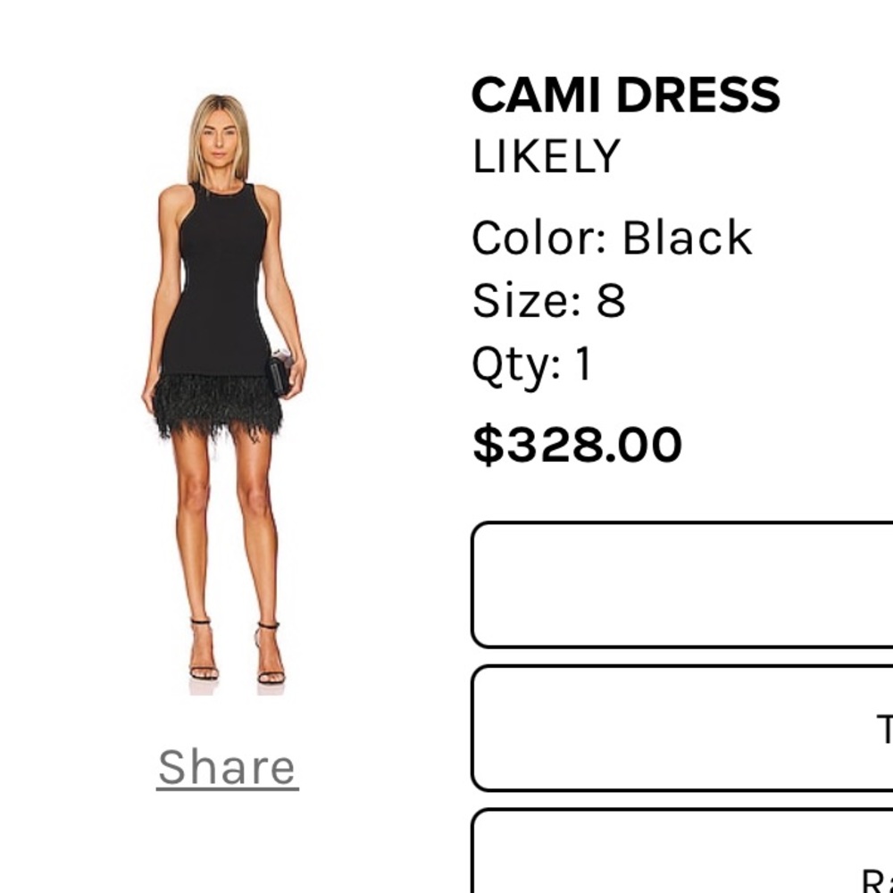 black mini dress with feathers, size L